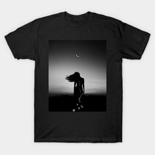 Woman, Girl, Moon print, Fashion art, Fashion print, Scandinavian art, Modern art, Wall art, Print, Minimalistic, Modern T-Shirt